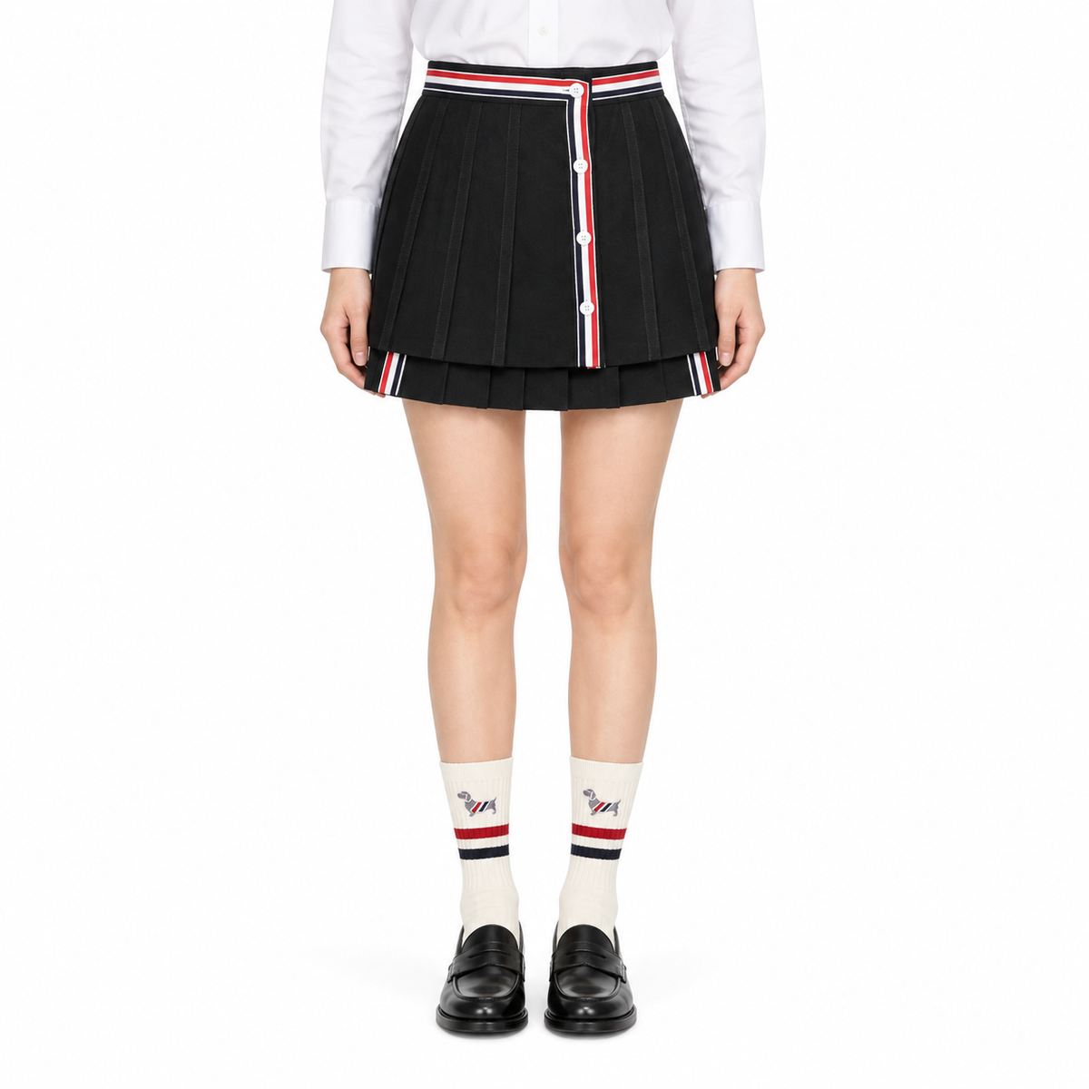 Women's Grosgrain-Trim Pleated Mini Skirt | Thom Browne
