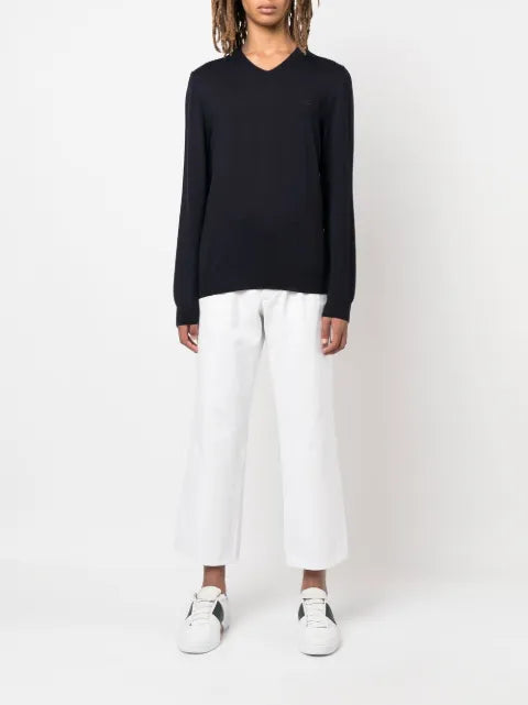 BOSS logo-embroidered V-neck jumper