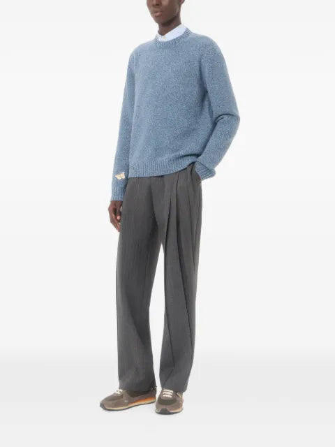 Valentino Garavani mouliné wool jumper with embroidered butterfly patch