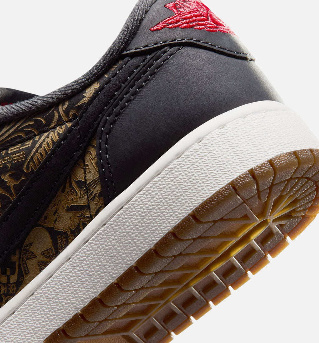 Air Jordan 1 Retro Low OG Laser Black And Varsity Red Grade School Lifestyle Shoe - Black/Varsity Red/Summit White