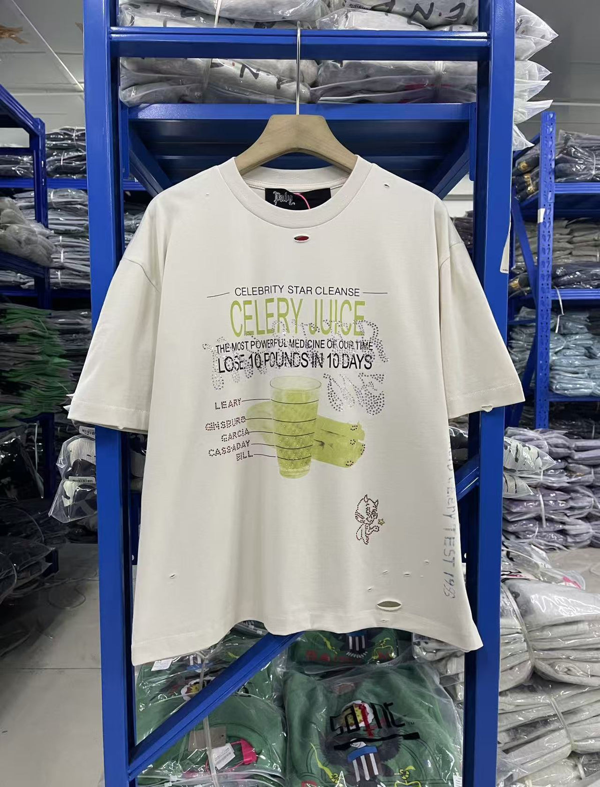 Paly Hollywood Graphic Washed Distressed Short Sleeve Crewneck T-Shirt