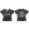 Corteiz Geometric Graphic Athletic Jersey T-Shirt - Black/Grey/Pink
