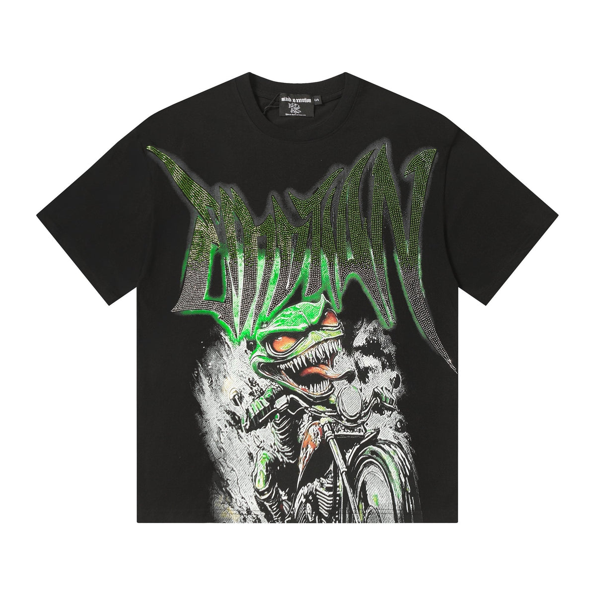 MIXED EMOTION Green Graphic Rhinestone T-Shirt