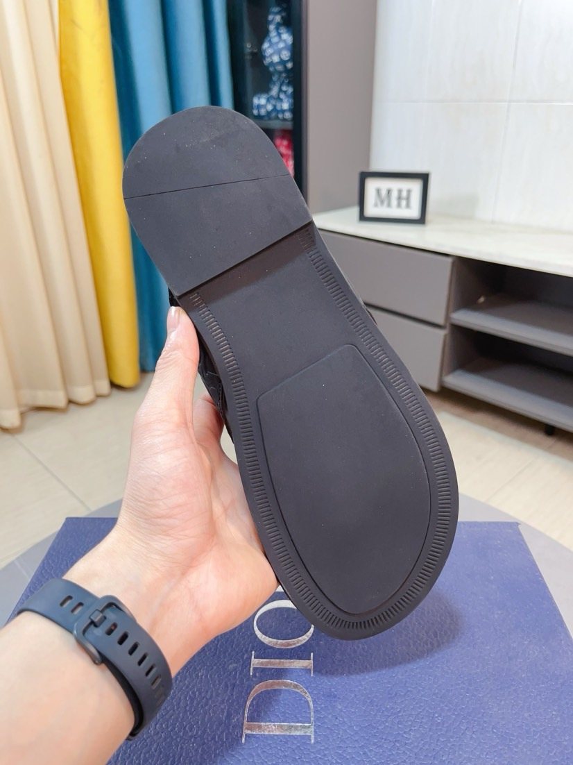 Dior Men's Black Logo Thong Sandals