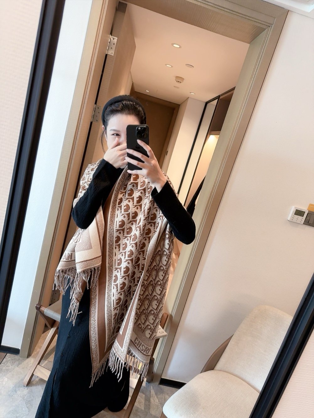 Dior Fringed Monogram Scarf