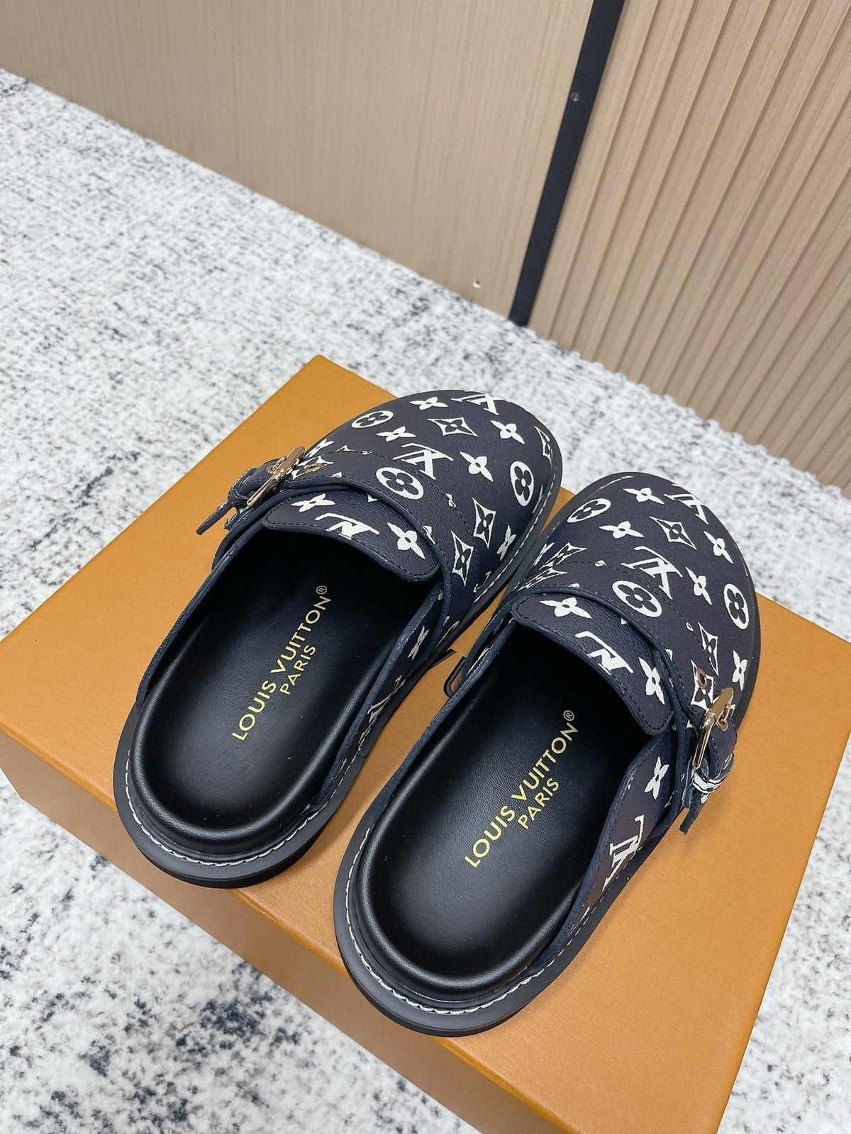 Louis Vuitton Monogram Buckle Clog Sandals